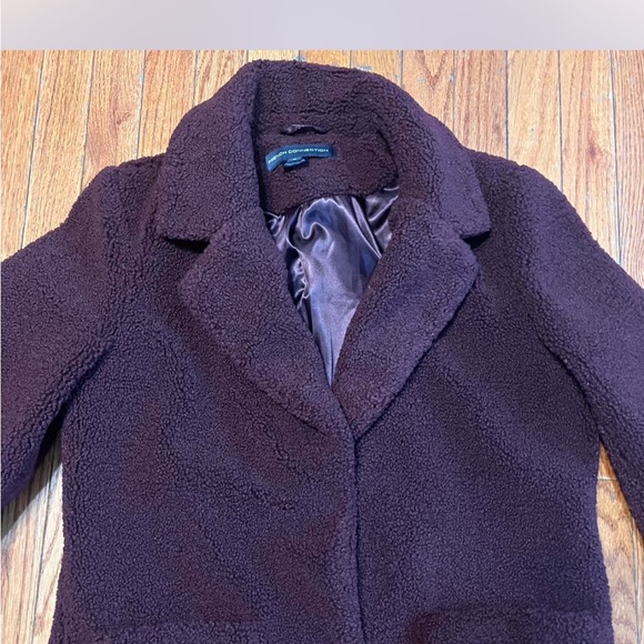 Womens French Connection Wine Colored Teddy Coat with Patch Pockets - Picture 5 of 11